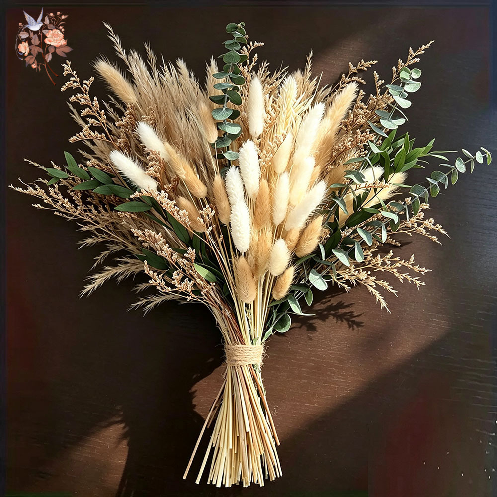 Eucalyptus Preserved - 80 buah rangkaian bunga kering alami,